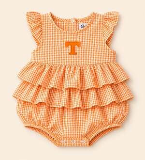 Garb Team Tennessee Vols Gingham Bubble Romper 12-18M Orange
